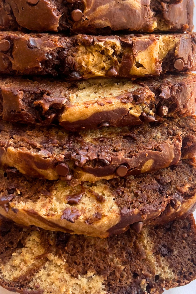 Vegan Marbled Banana Bread All Sliced