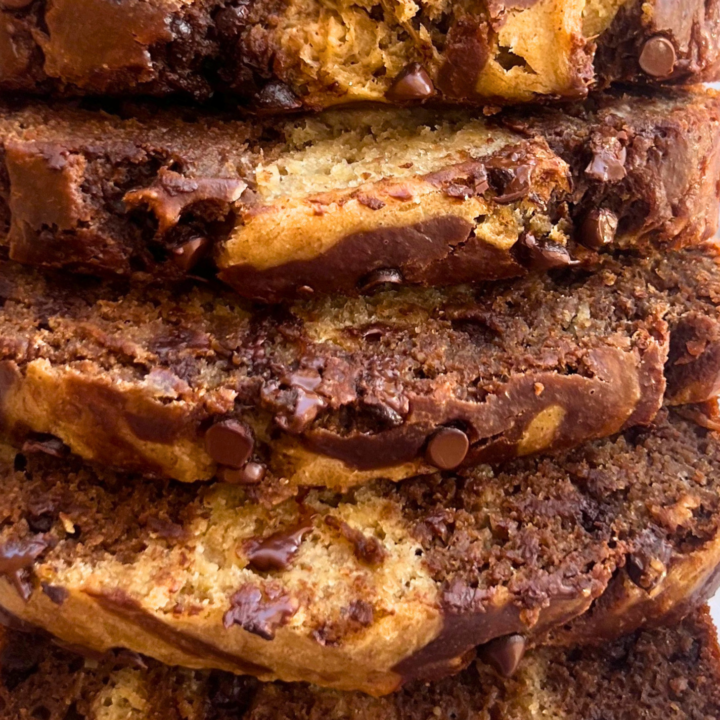 Vegan Marbled Banana Bread All Sliced