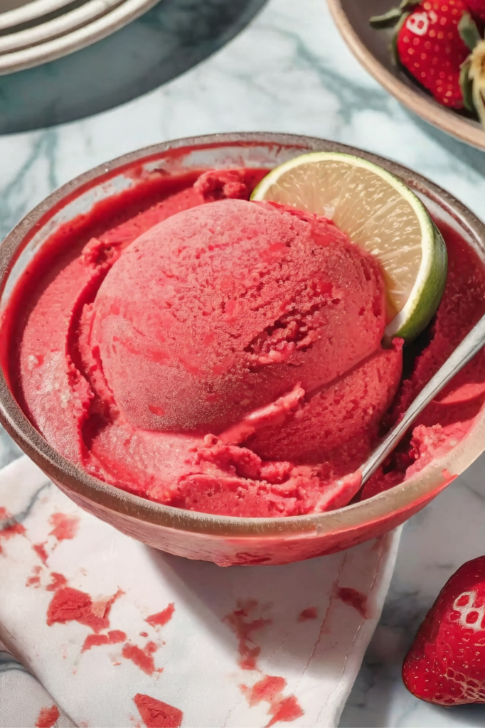 Vegan Strawberry Lime Sorbet