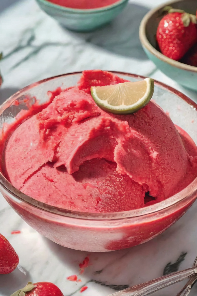 Vegan Strawberry Lime Sorbet