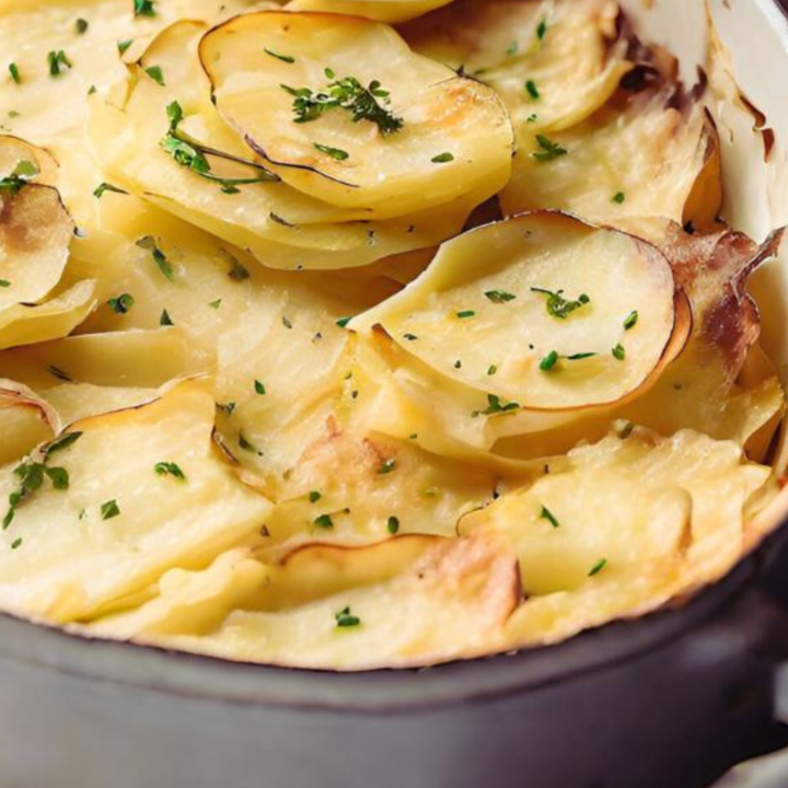 Vegan Scalloped Potatoes in Dish