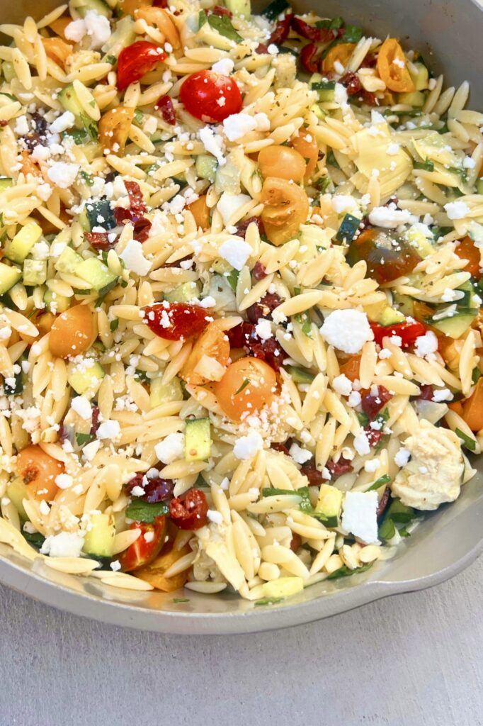 Mediterranean Orzo Salad Pan