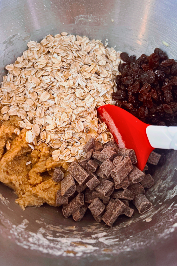 Vegan Oatmeal Raisin Chocolate Chunk Cookies Before Mixing